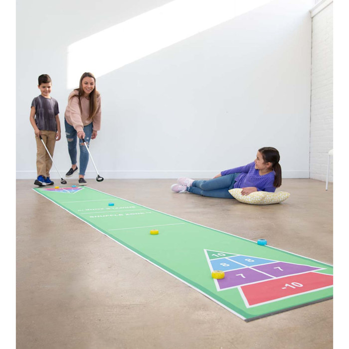 HearthSong Shuffle Zone Shuffleboard Family Game With Oxford Mat And